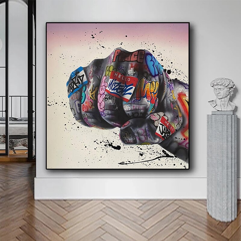 Graffiti Art Modern Fist Inspirational Canvas Wall Art