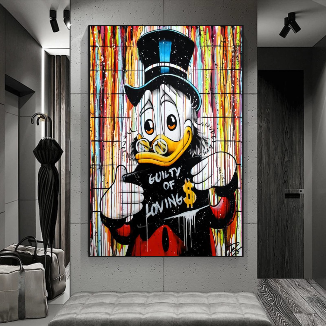 Graffiti Art Scrooge Donald Duck Guilty of Love Canvas Wall Art