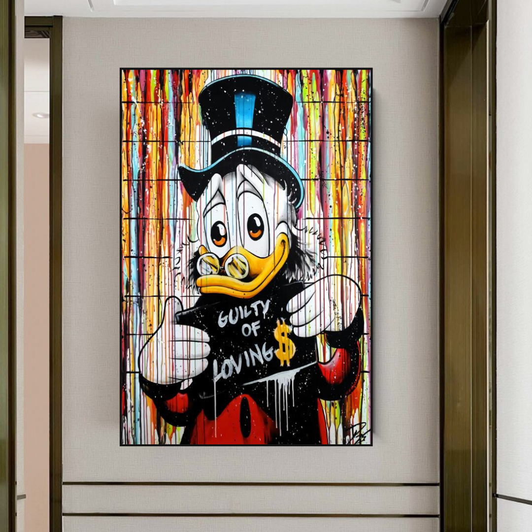 Graffiti Art Scrooge Donald Duck Guilty of Love Canvas Wall Art