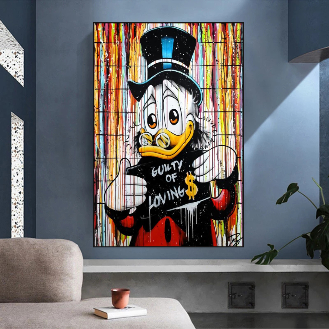 Graffiti Art Scrooge Donald Duck Coupable d'amour Art mural sur toile