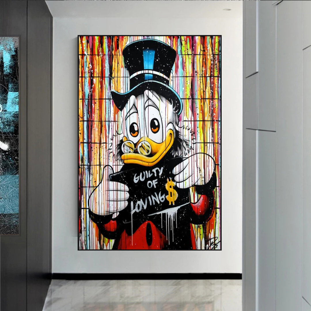 Graffiti Art Scrooge Donald Duck Coupable d'amour Art mural sur toile