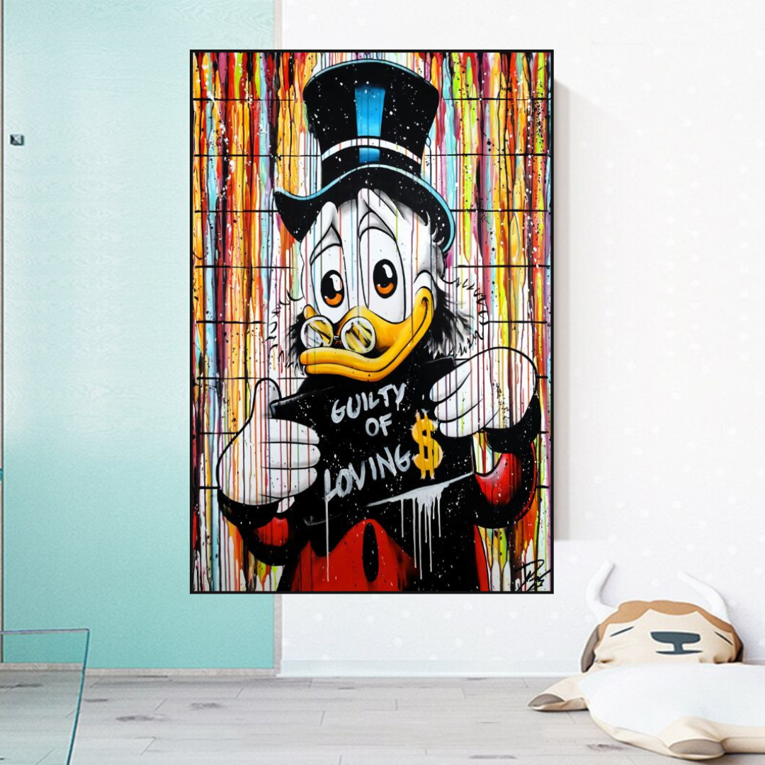 Graffiti Art Scrooge Donald Duck Guilty of Love Leinwand-Wandkunst