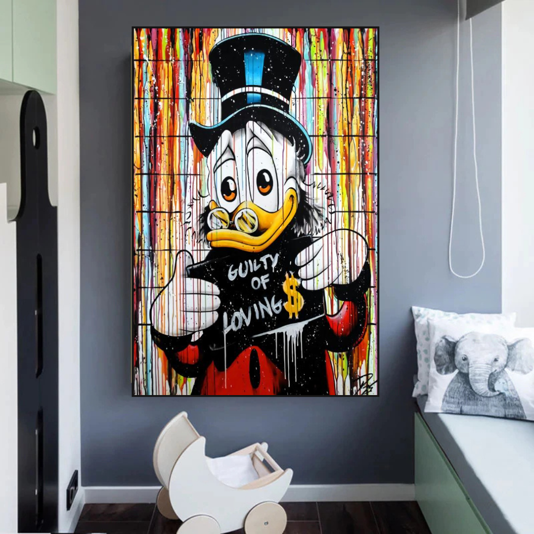 Graffiti Art Scrooge Donald Duck Coupable d'amour Art mural sur toile