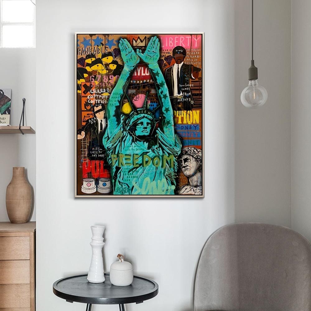 Graffiti Art Sculpture Statue Of Liberty Canvas Wall Art