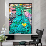 Graffiti Art Sculpture Statue Of Liberty Canvas Wall Art