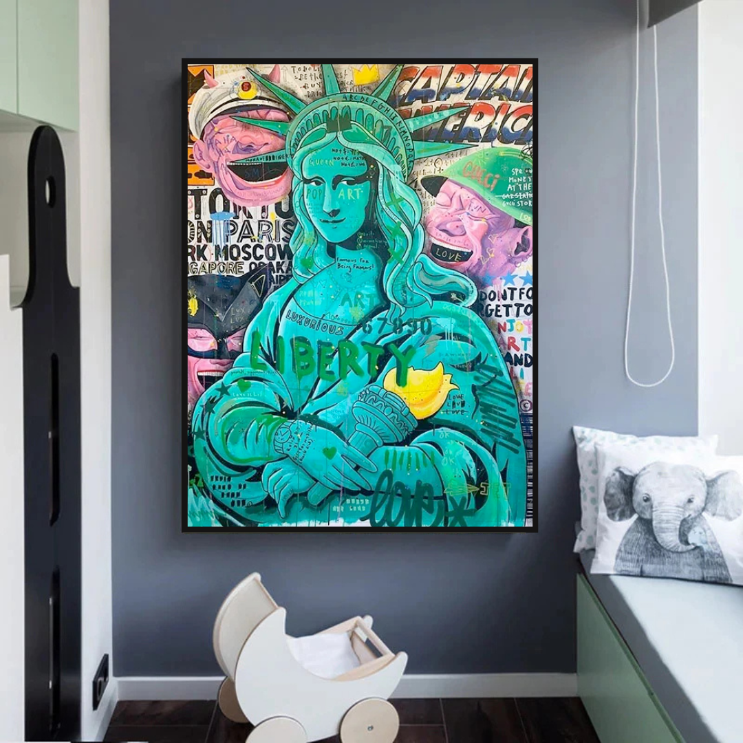 Graffiti Art Sculpture Statue Of Liberty Canvas Wall Art