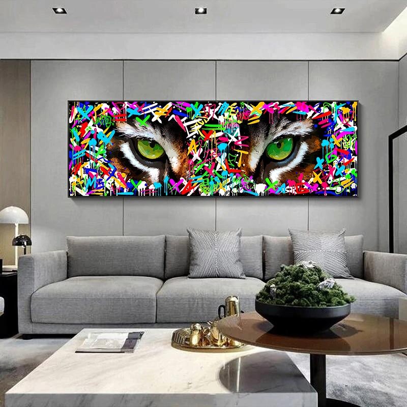 Oeil de tigre Art Graffiti Art mural sur toile