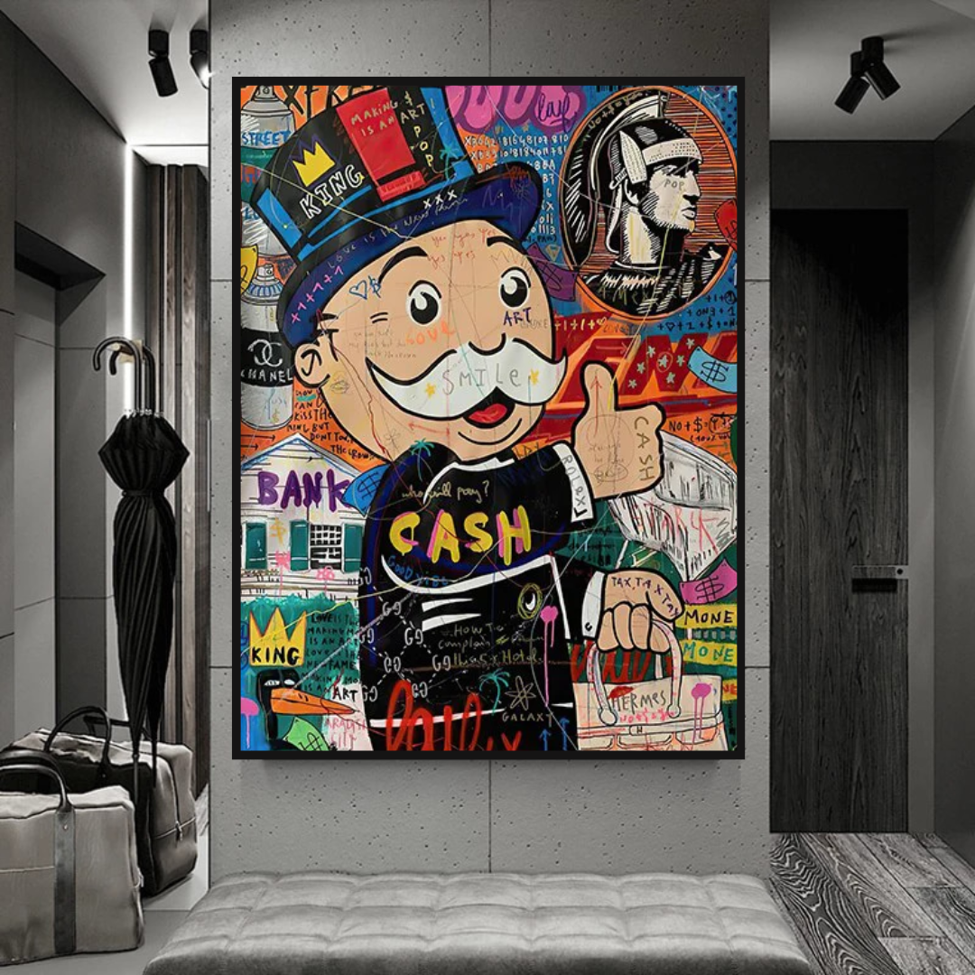 Art mural graffiti Monopoly Rich Man sur toile