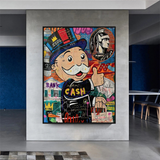 Art mural graffiti Monopoly Rich Man sur toile