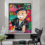 Arte en lienzo de hombre rico de Monopoly Graffiti