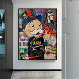 Graffiti-Kunstwerk Monopoly Rich Man Leinwand-Wandkunst