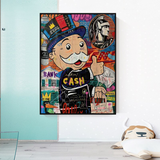 Art mural graffiti Monopoly Rich Man sur toile