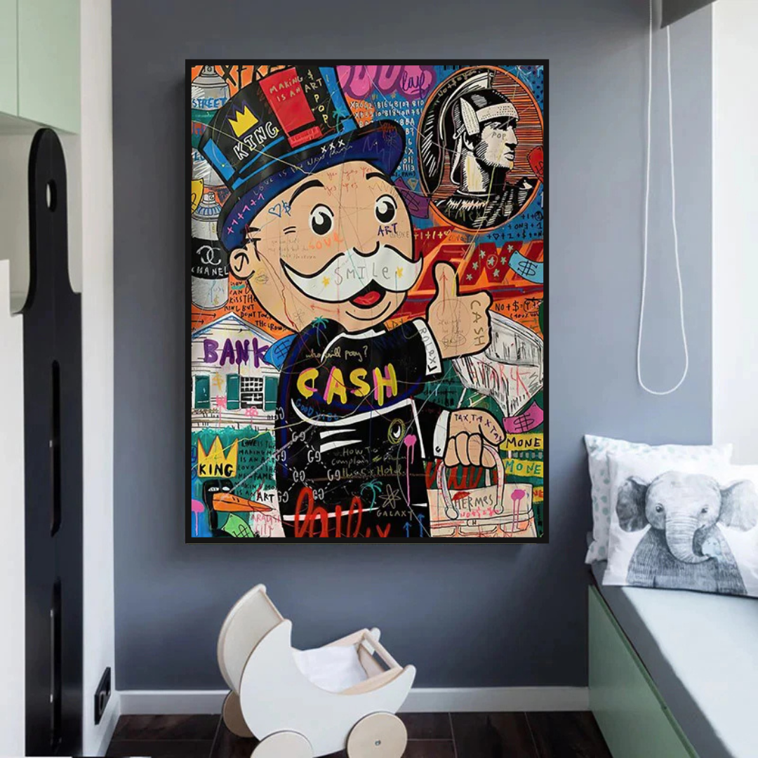 Graffiti Artwork Monopoly Rich Man Canvas Wall Art