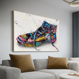 Art mural sur toile avec des baskets et des graffitis