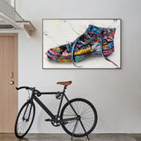 Art mural sur toile avec des baskets et des graffitis