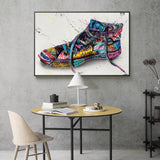 Art mural sur toile avec des baskets et des graffitis