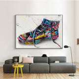 Art mural sur toile avec des baskets et des graffitis