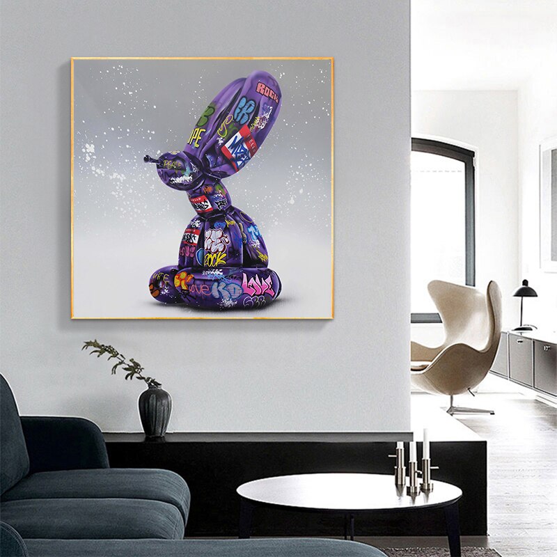 Graffiti Balloon Dog Canvas Art - Balloon Dog Poster