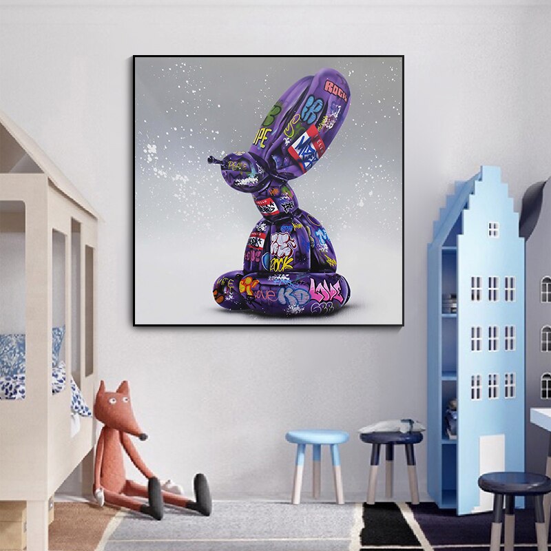 Graffiti-Ballon-Hund-Leinwandkunst – Ballon-Hund-Poster