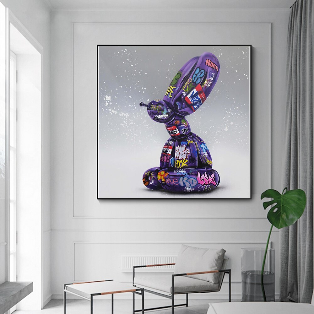 Graffiti Balloon Dog Canvas Art - Balloon Dog Poster