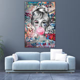 Graffiti Chewing Gum Sexy Lady Canvas Wall Art