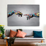 Graffiti Holding Hands Touch Canvas Wall Art