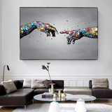 Graffiti Holding Hands Touch Canvas Wall Art