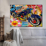 Art mural sur toile moto graffiti