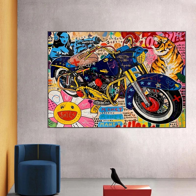 Graffiti-Moto-Leinwand-Wandkunst