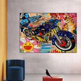 Art mural sur toile moto graffiti