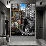 Graffiti on Train Railway Canvas Wall Art