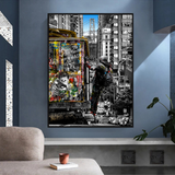 Graffiti on Train Railway Canvas Wall Art