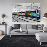 Art mural sur toile Graffiti sur train ferroviaire