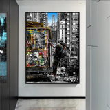 Graffiti on Train Railway Canvas Wall Art