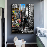 Graffiti on Train Railway Canvas Wall Art