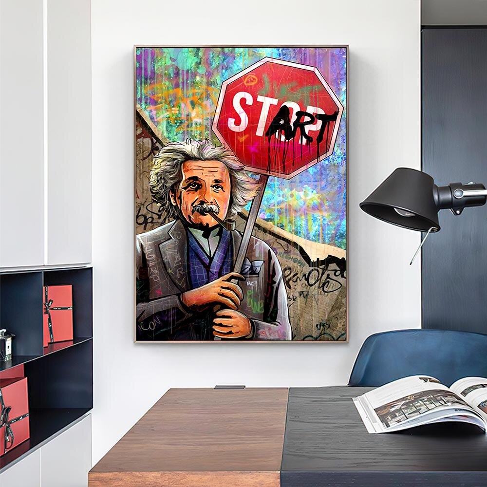 Graffiti Pop Art Famous Scientist Canvas Wall Art