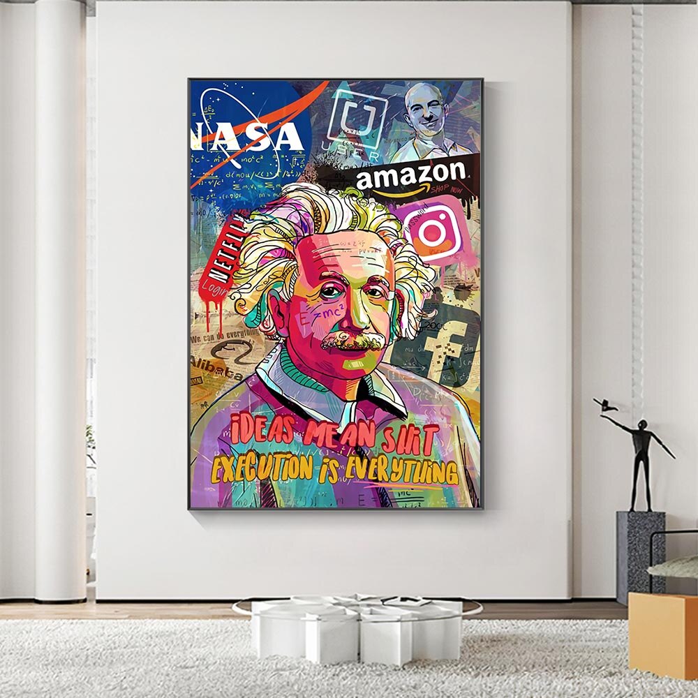 Graffiti Pop Art Famous Scientist Canvas Wall Art