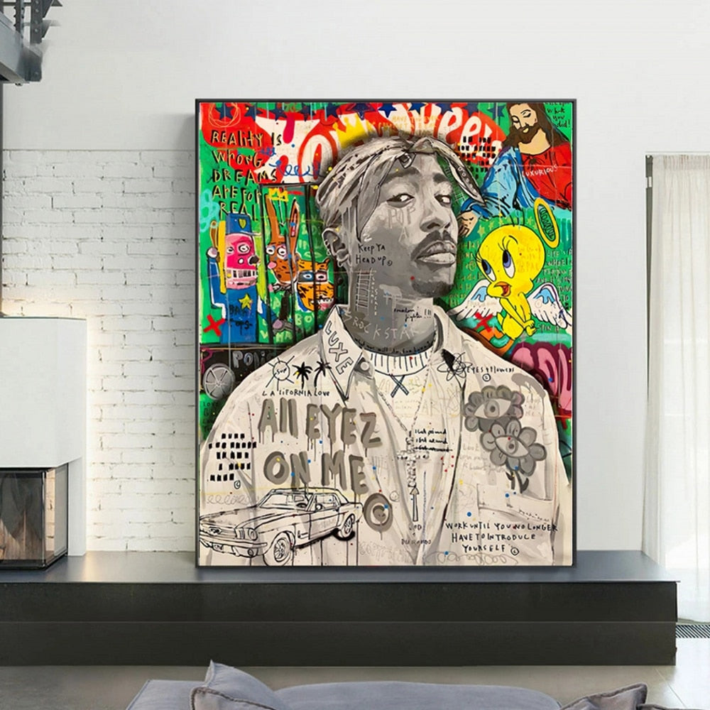 Graffiti Pop Art Chanteur Hip Hop Toile Wall Art