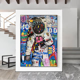 Graffiti Street Art Astronaut Canvas Wall Art