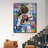 Graffiti Street Art Astronaut Canvas Wall Art