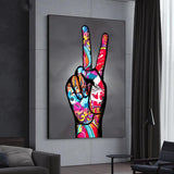 Graffiti Victory Hand Gesture Canvas Wall Art