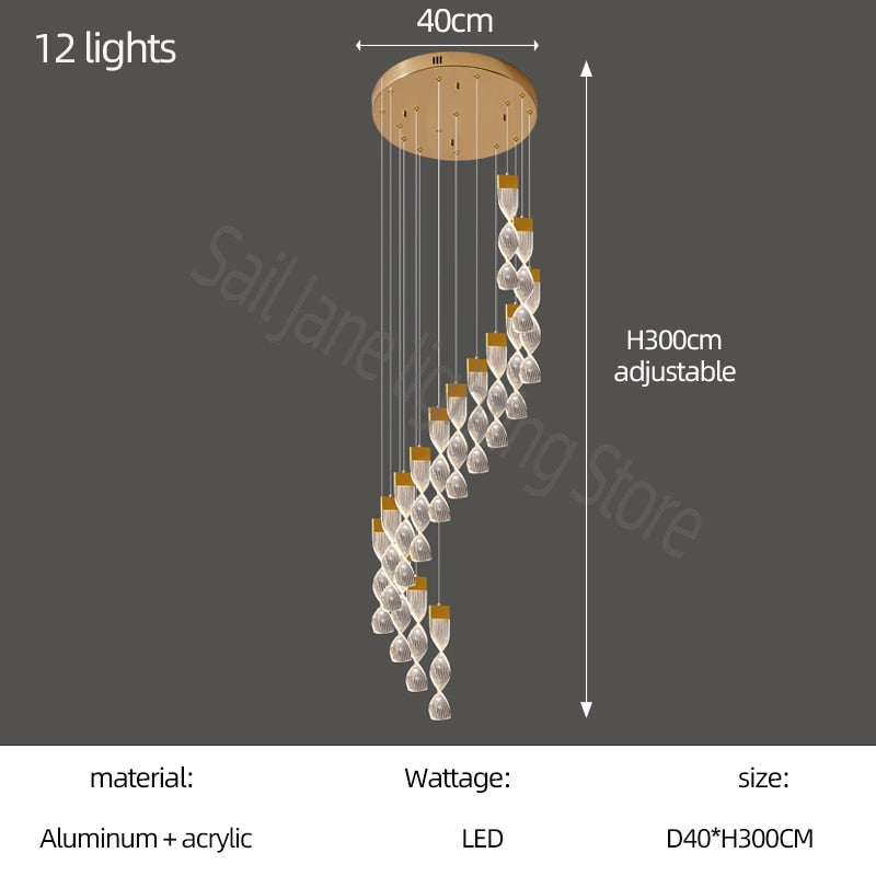 Lustre d'escalier Grand Twirl : solution d'éclairage haut de gamme