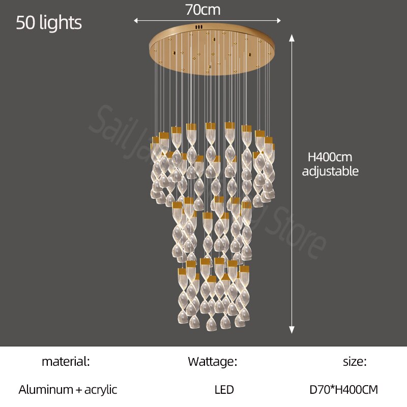 Grand Twirl Staircase Chandelier: Premium Lighting Solution