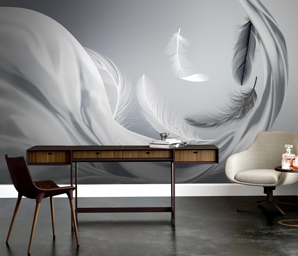 Grey Feathers Wallpaper Murals