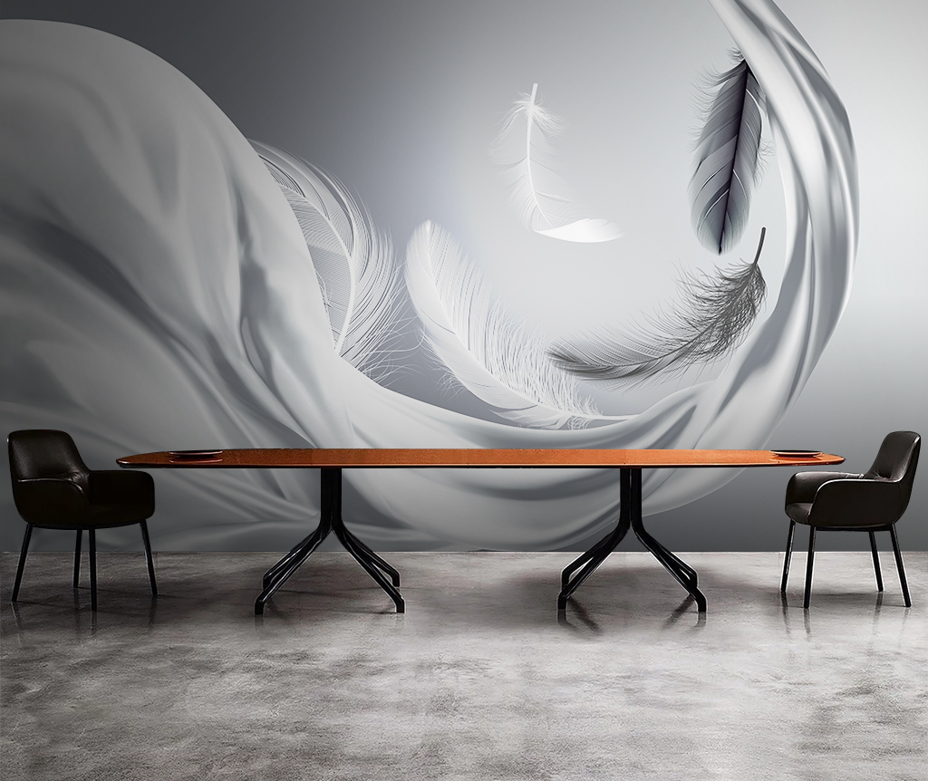 Grey Feathers Wallpaper Murals