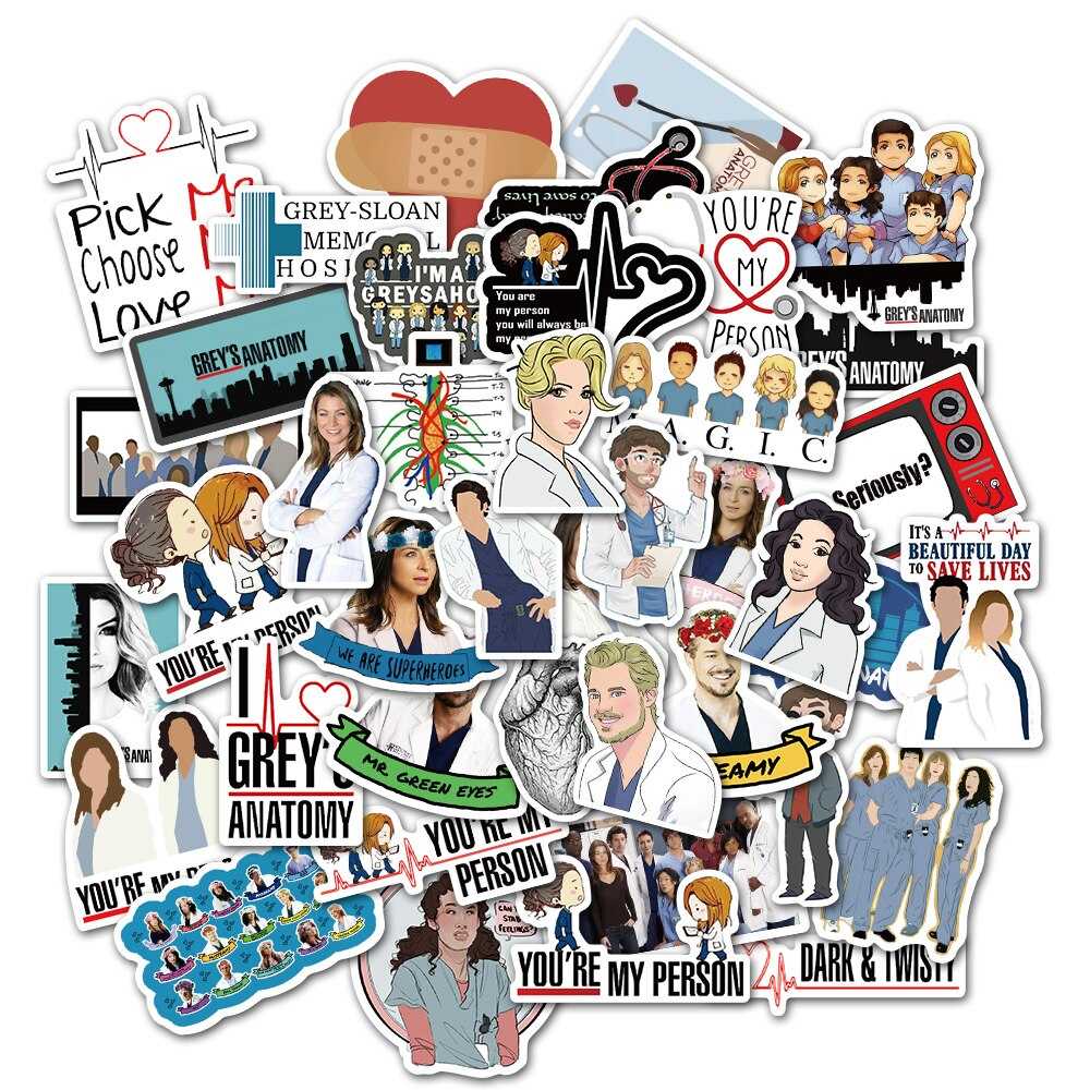 TV Show Greys Anatomy Stickers Pack | Famous Bundle Stickers | Waterproof Bundle Stickers