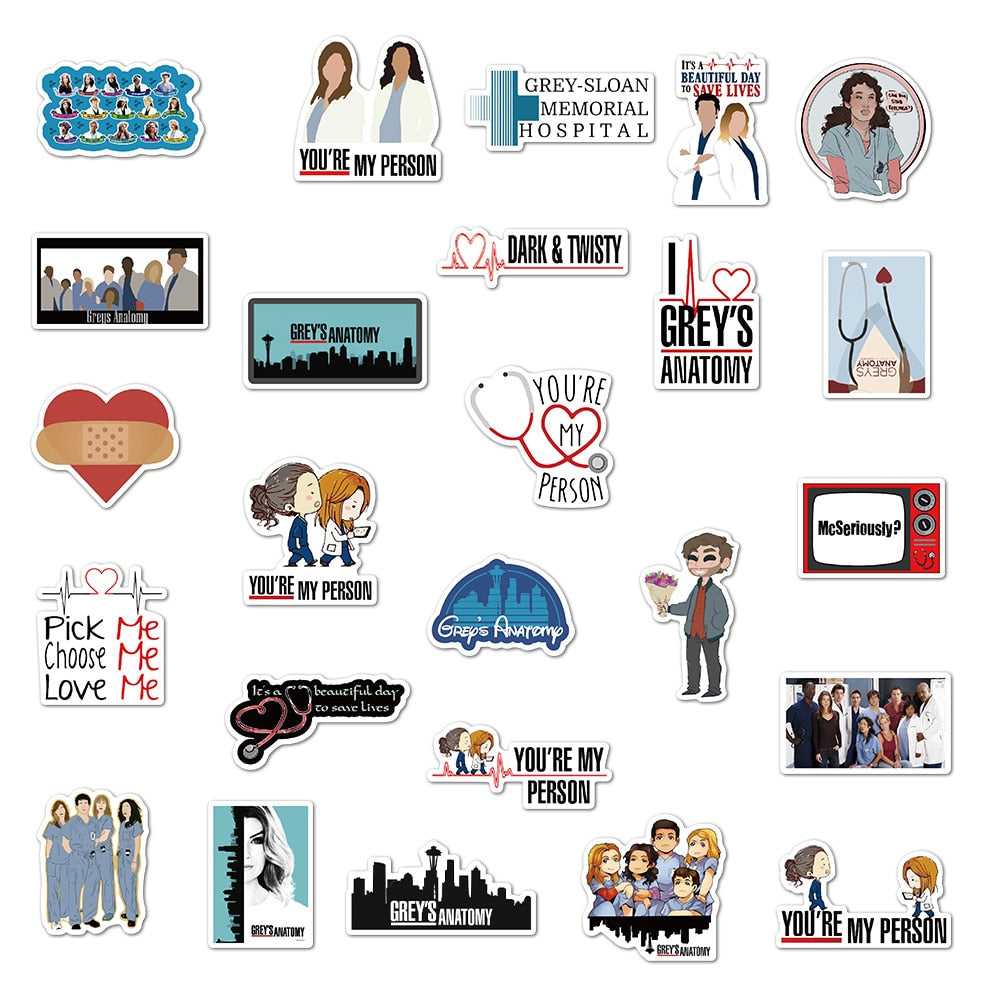 TV Show Greys Anatomy Stickers Pack | Famous Bundle Stickers | Waterproof Bundle Stickers