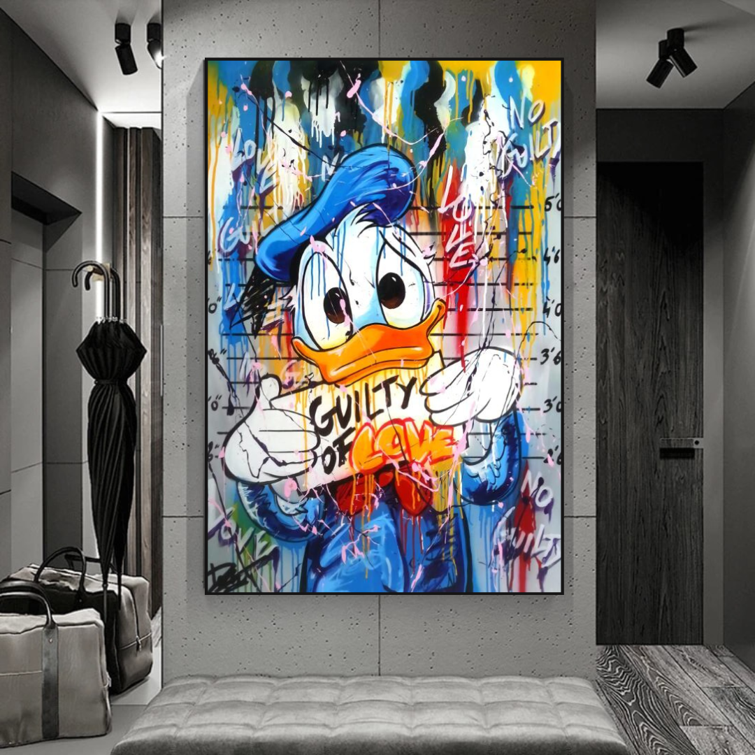 Schuldig der Liebe: Leinwand-Wandkunst mit Donald Duck