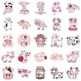 Pink Cow Graffiti Waterproof Sticker Suitcase Notebook Mobile Phone Refrigerator Children WaterCup Helmet