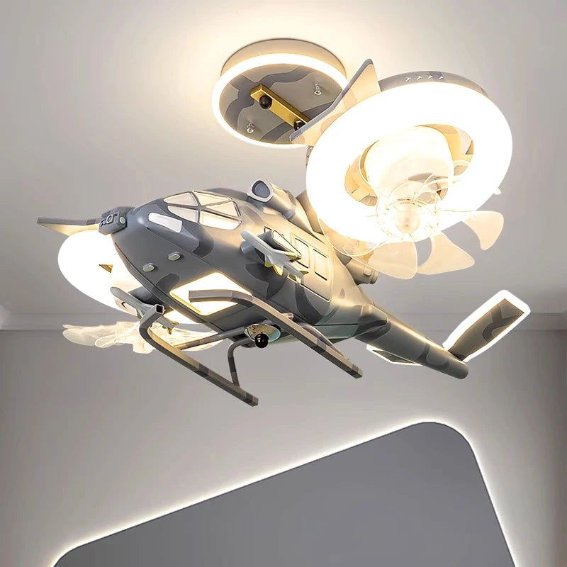 Helicopter with 2 fans Rotatable Kids Ceiling Light